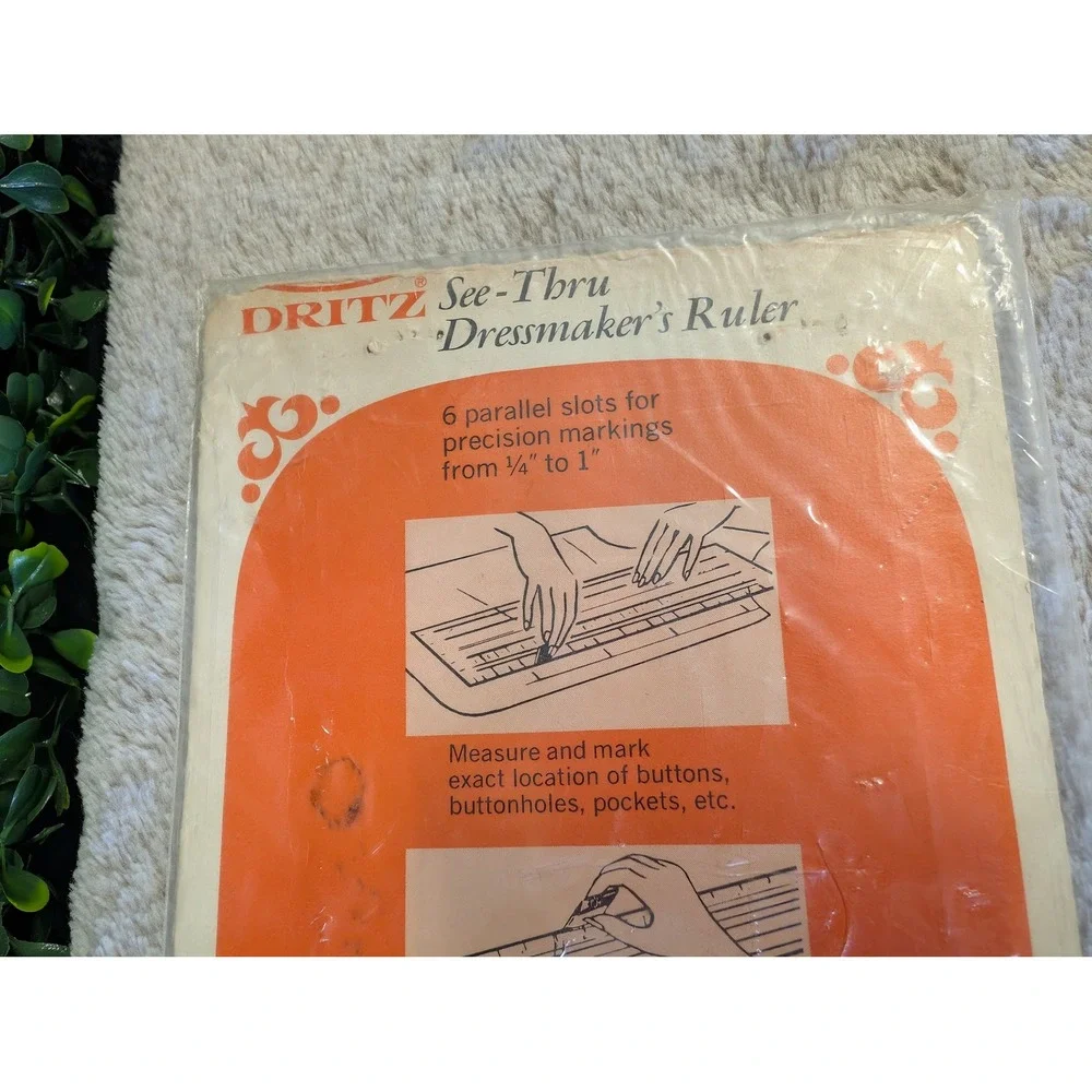 Vintage Dritz See-Thru Dressmakers Ruler Transparent Sewing T-Square Tool